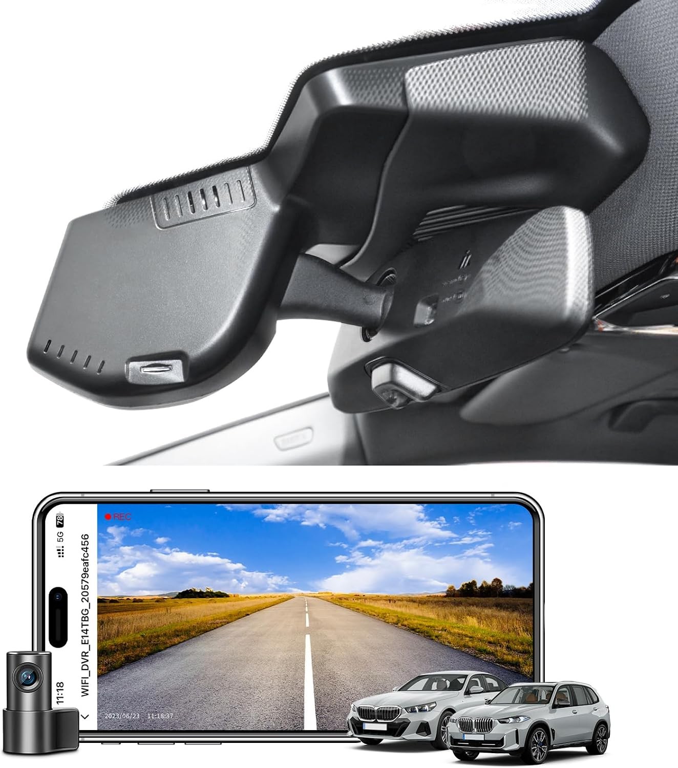 Mangoal Front 4K & Rear 1080P HDR Dash Cam Custom for BMW 5 Series 2014-2026 GPS