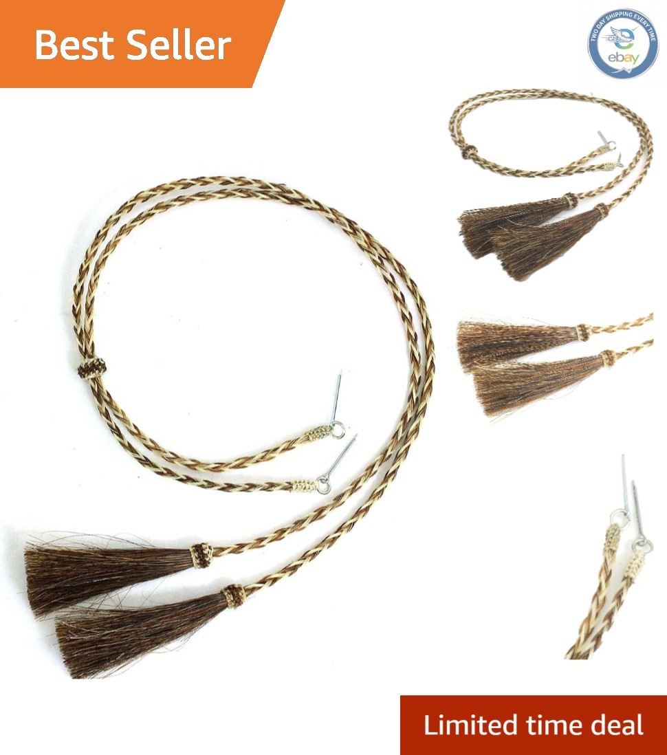 Elegant 24" Braided Horsehair Stampede String with Tassels for Cowboy Hats