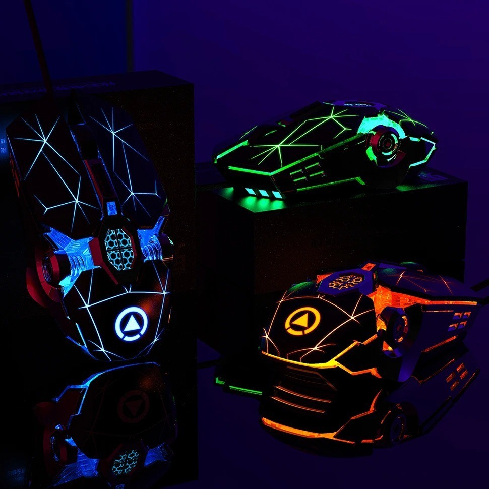 Ergonomic Wired Gaming Mouse RGB Mute Mouse LED Backlit 3200dpi 6 Button USB