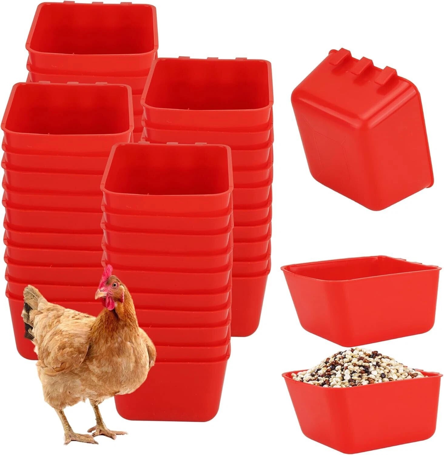 Gamefowl Chicken Rabbit Hanging Water Feed Cups Set 4 8 16 20 Pcs