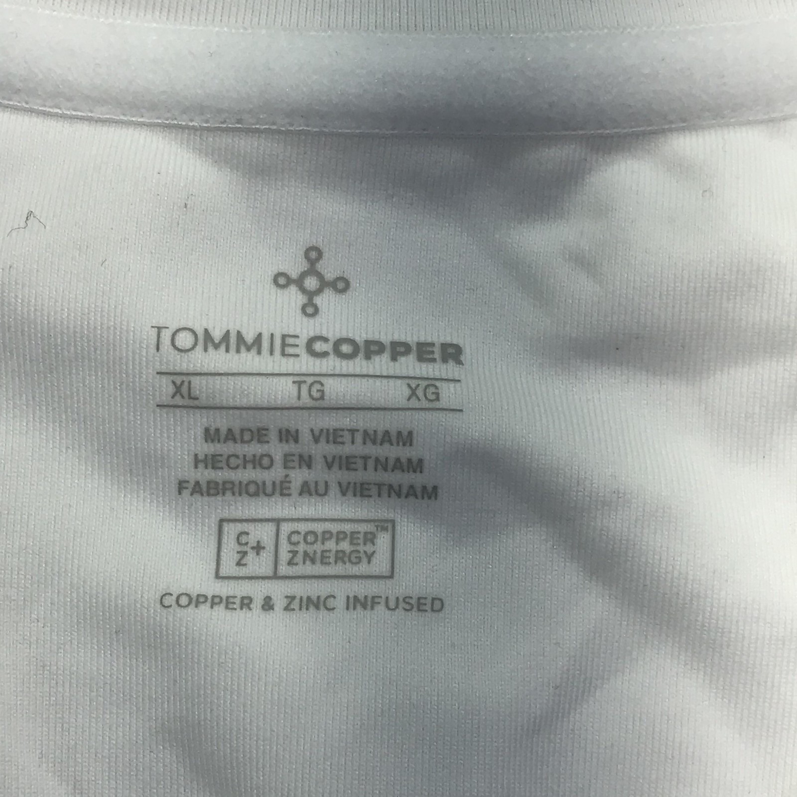 Tommie Copper Mens XL Compression Shirt Lower Back Support Zip Front White Top