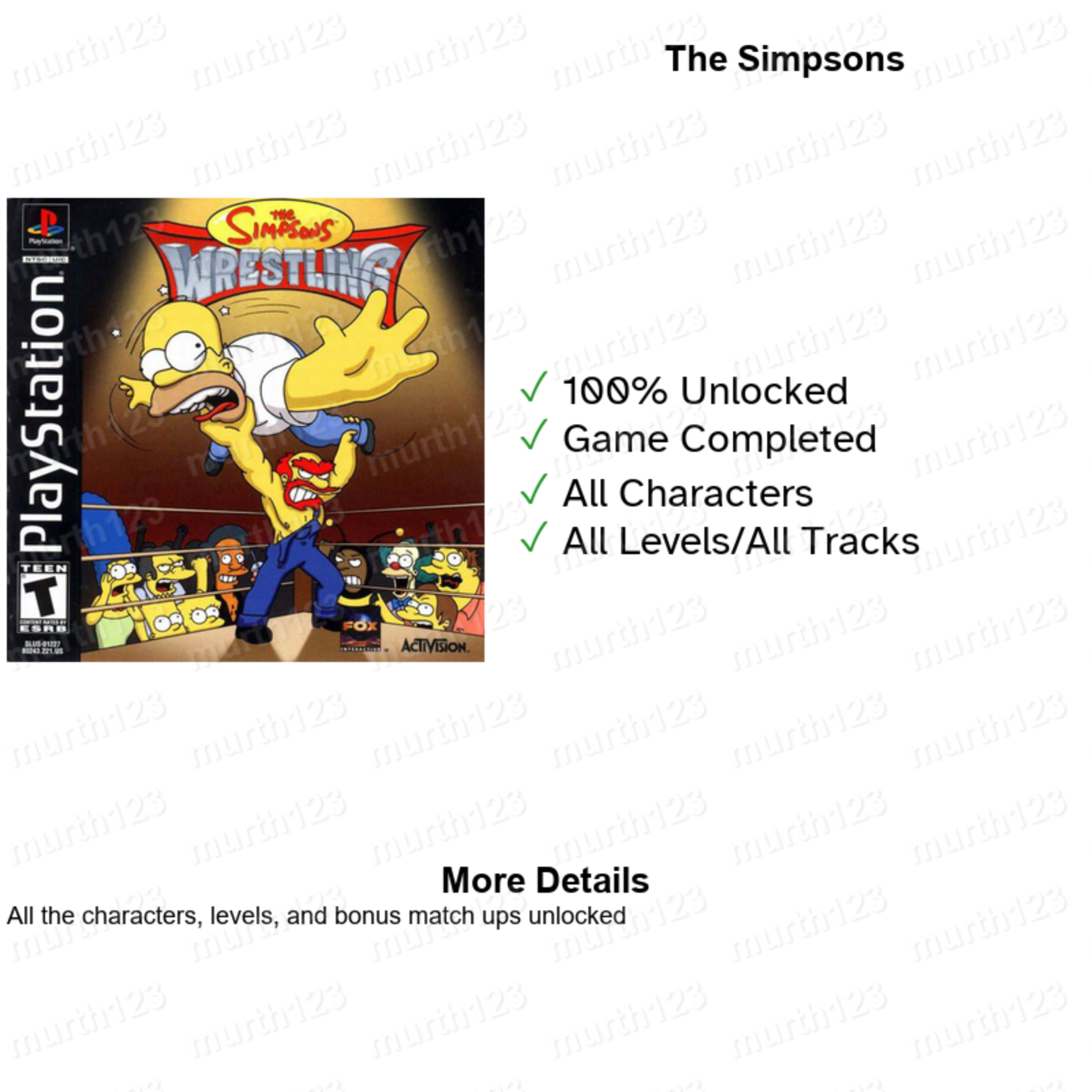 The Simpsons Hit & Run PS2 Official Memory Card Unlocked Completed Saves