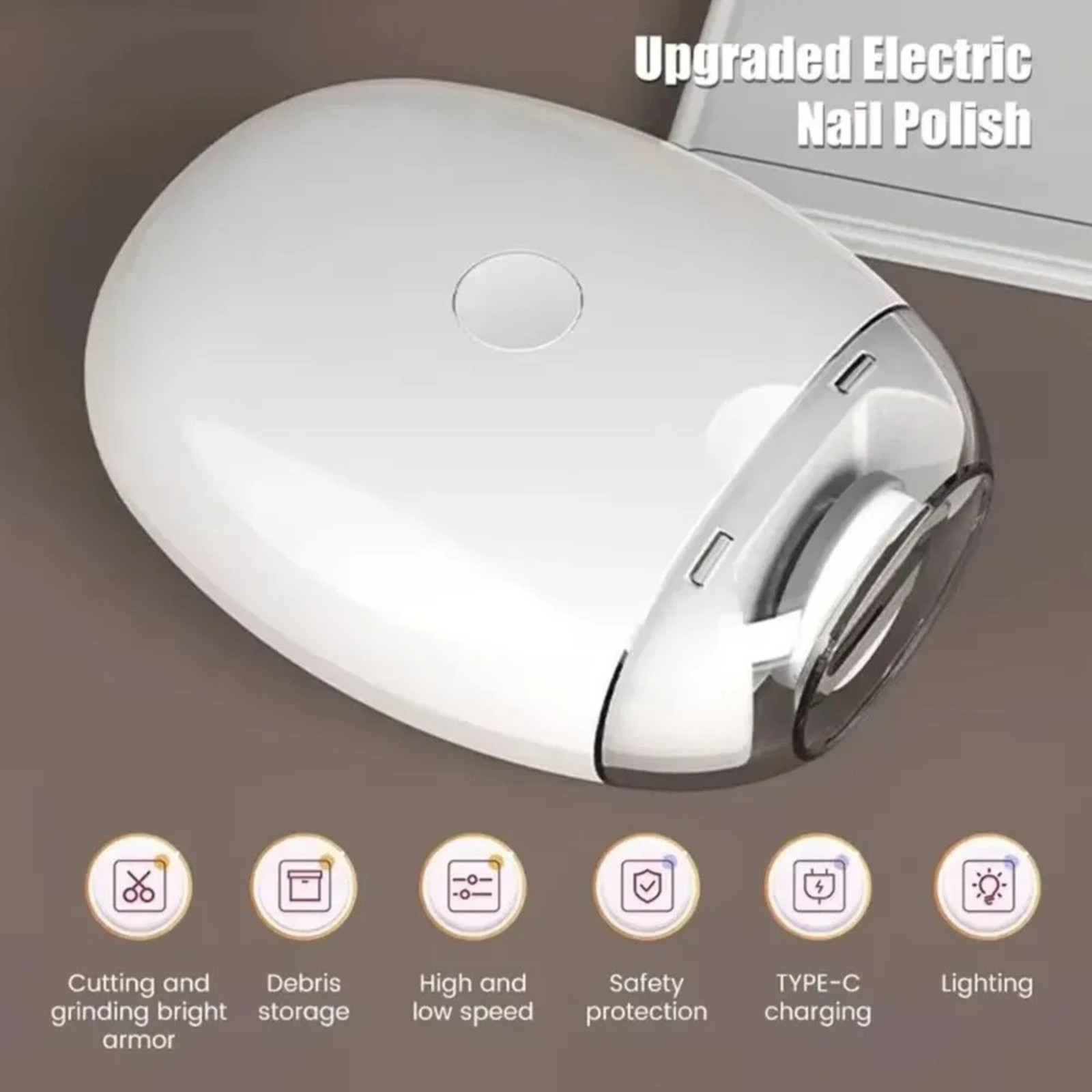 Electric Nail Grinder Automatic LED Light Trimmer Toe Cutter