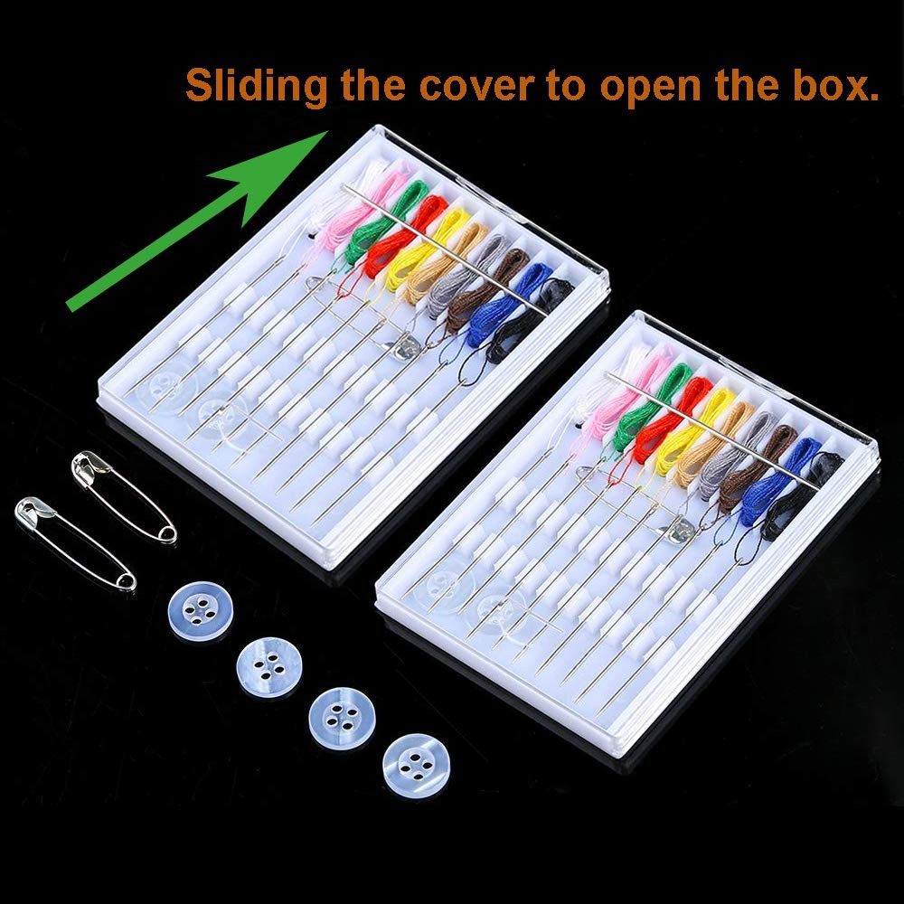 Y-Axis 16 Boxes Home and Travel Quick Fix Sewing Kit Pre Threaded Black
