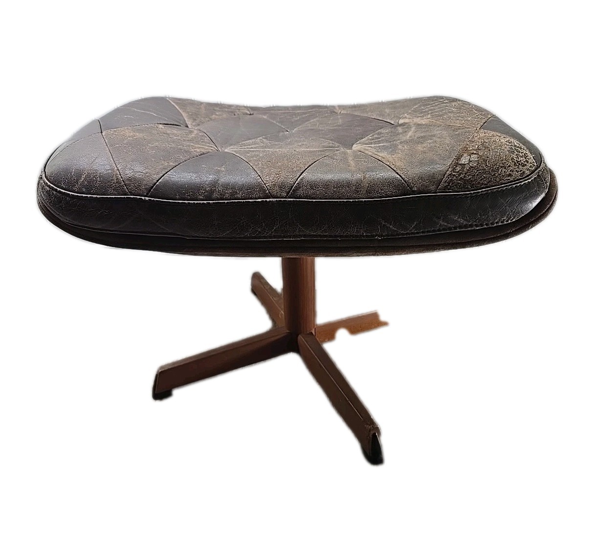 Madsen Schubell Mid Century 70s Vintage Footrest Foot Stool Leather Teak Adjust