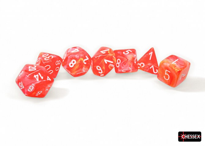 7-Die Polyhedral Set Dahlia/White CHX27553
