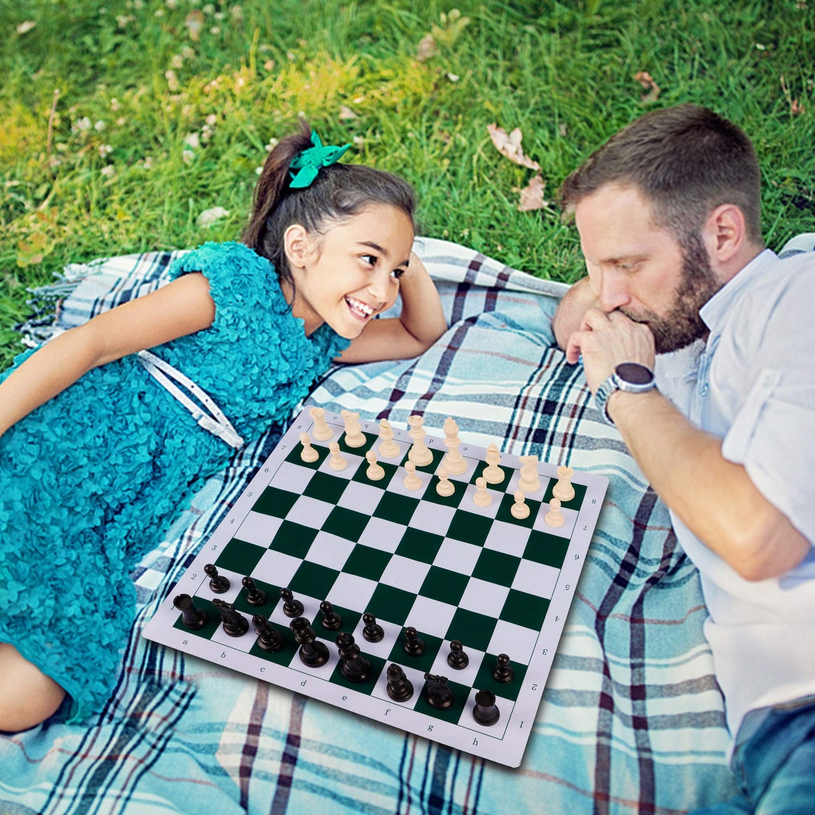 Juegoal 20" Portable Chess & Checkers Set, 2 in 1 20 x 20 inches, Black