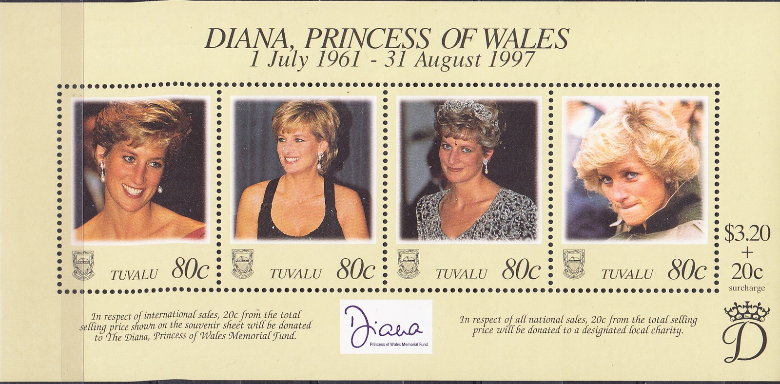 W TUVALU 0762 LADY DIANA
