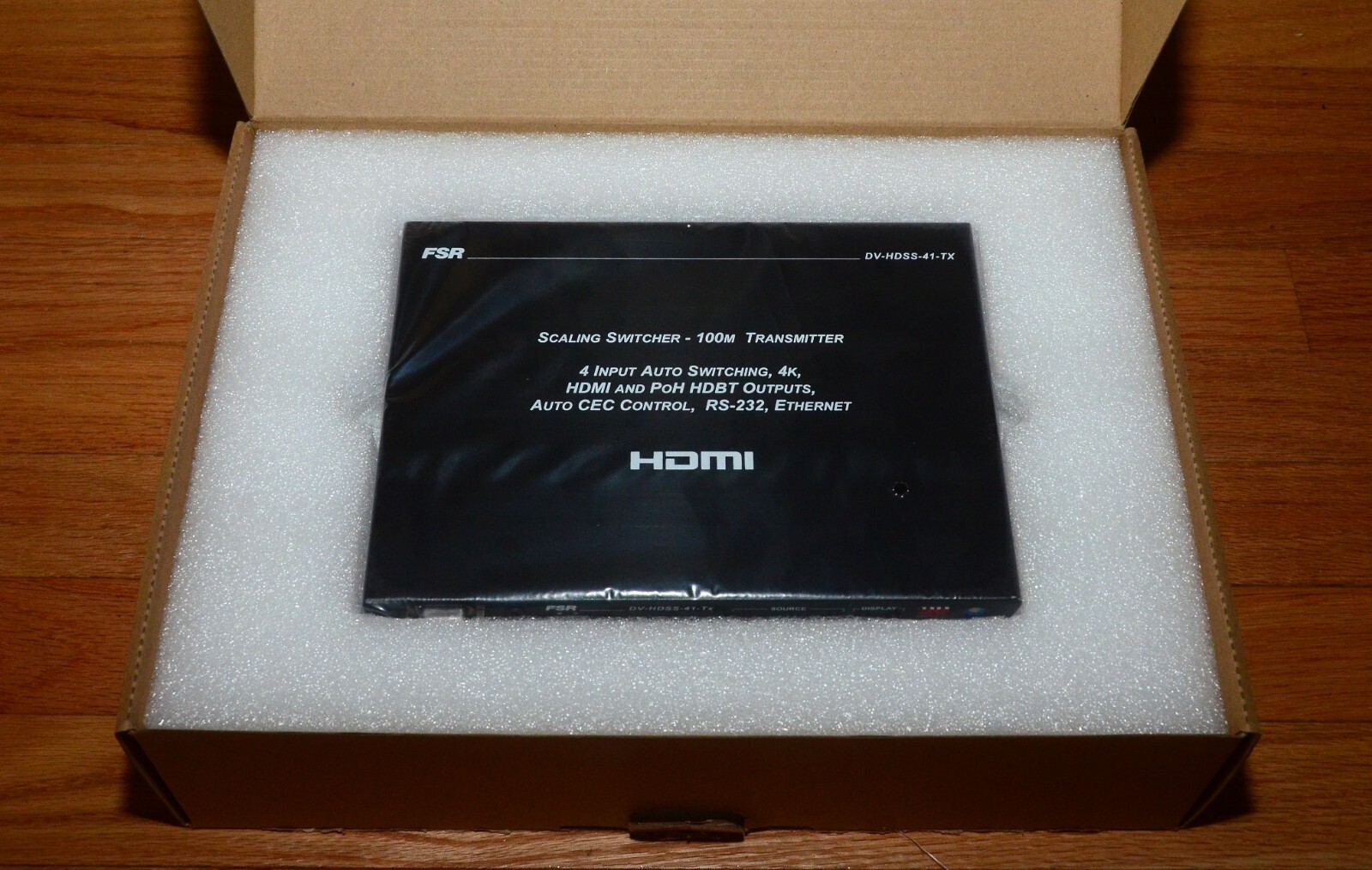 New FSR DV-HDSS-41-TX 4x1 4K Scaling Switcher - HDBaseT, 2 HDMI, Display Port