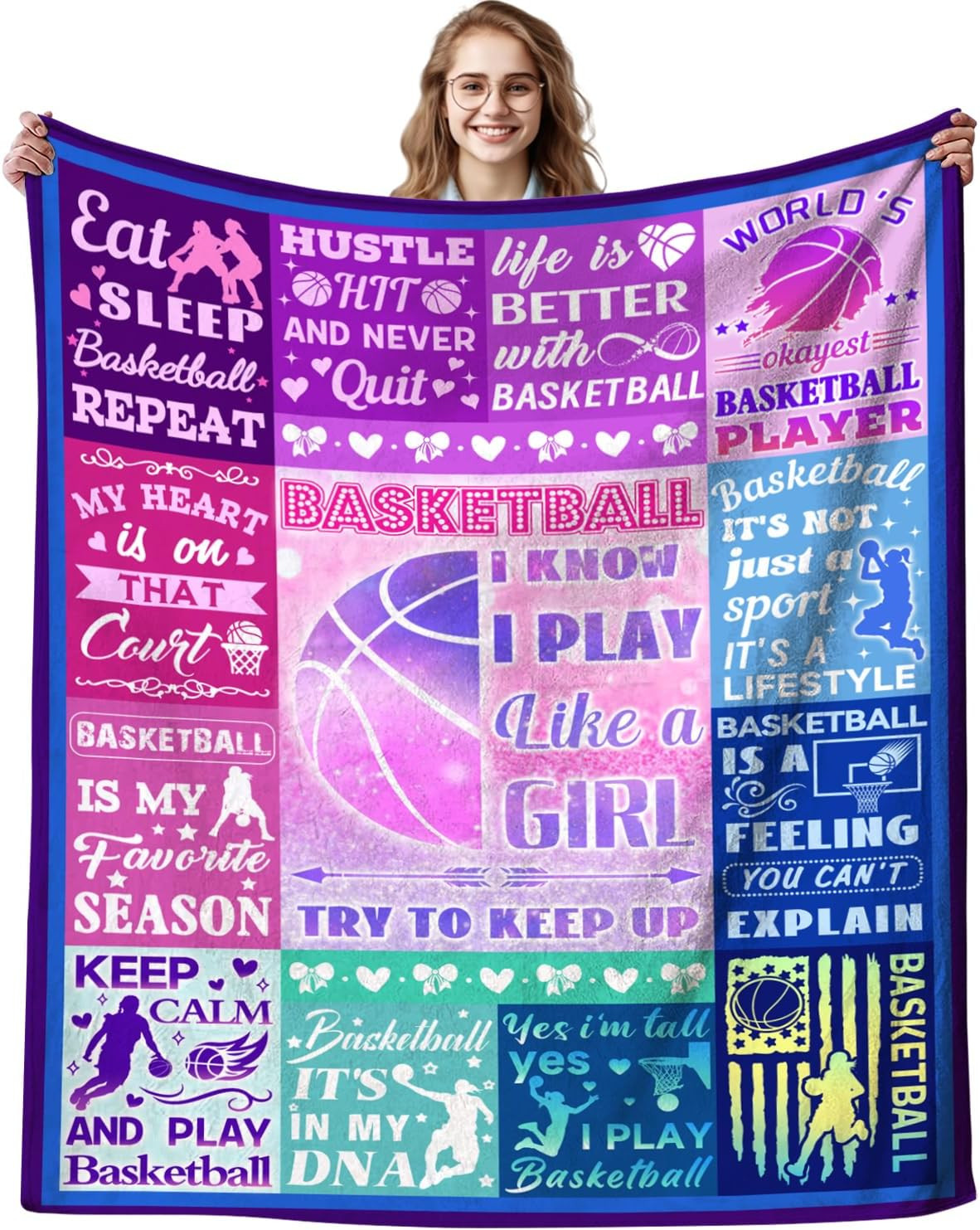 Basketball Blanket Gifts for Girls Women Flannel Basketball Throw Blankets Sport