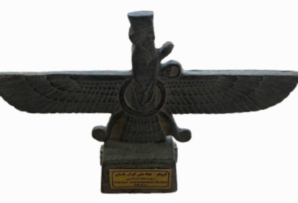 Handmade Farvahar Statue – 6” x 4” | Charcoal Finish | Cultural Art Figurine |
