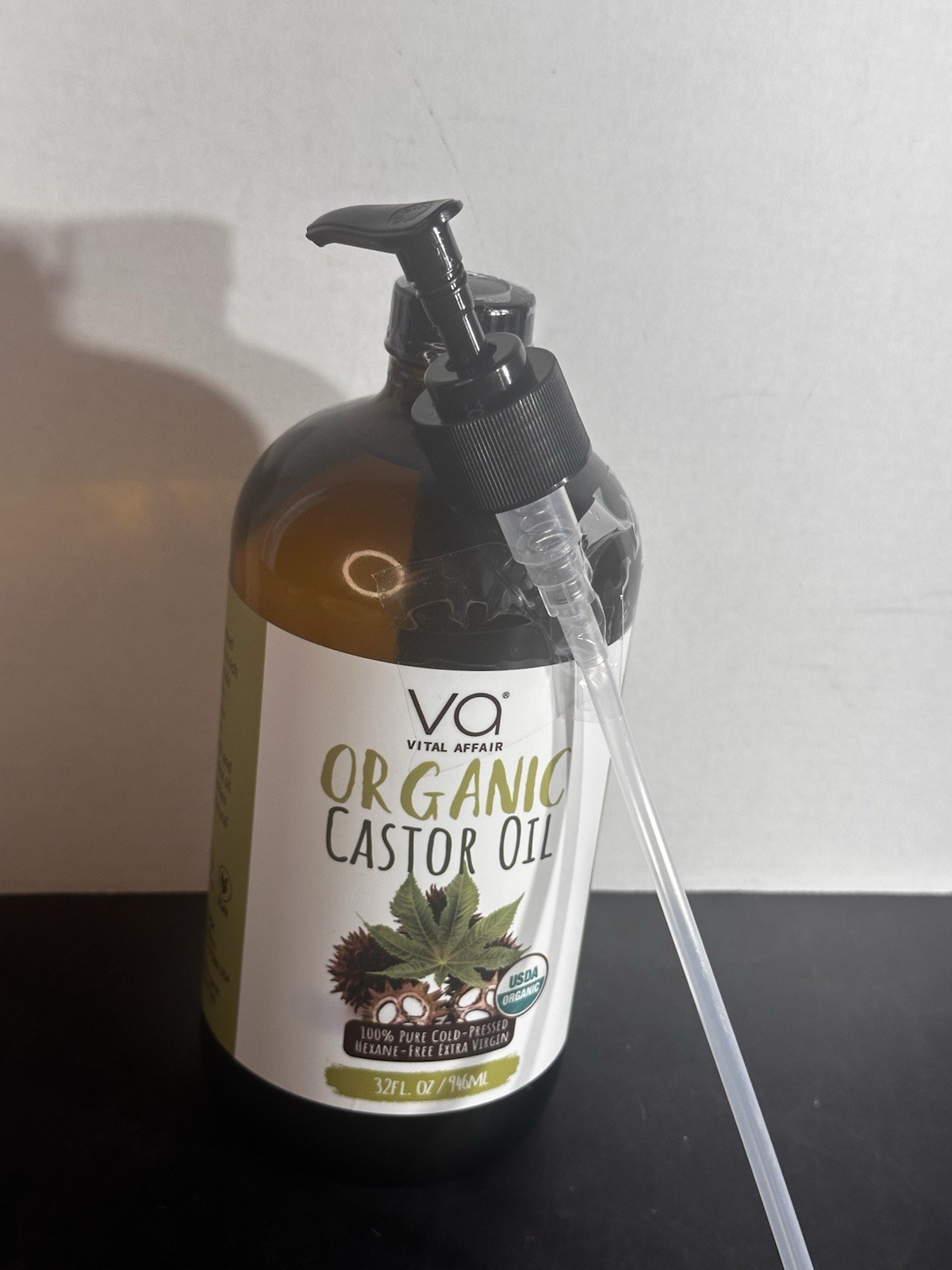 Pure Organic Castor Oil 32oz- Cold Pressed, Extra virgin, Organic, Glass Bottle