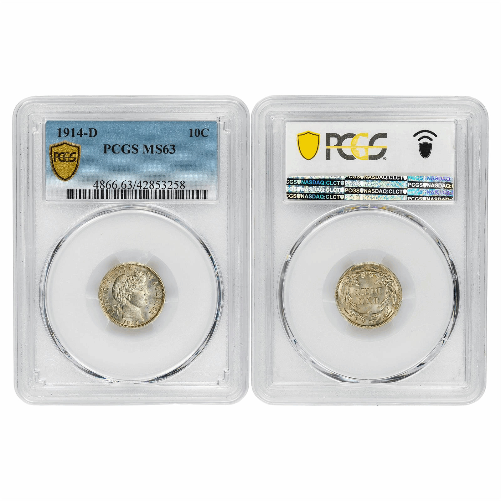 1914D Barber Dime 10C PCGS MS 63