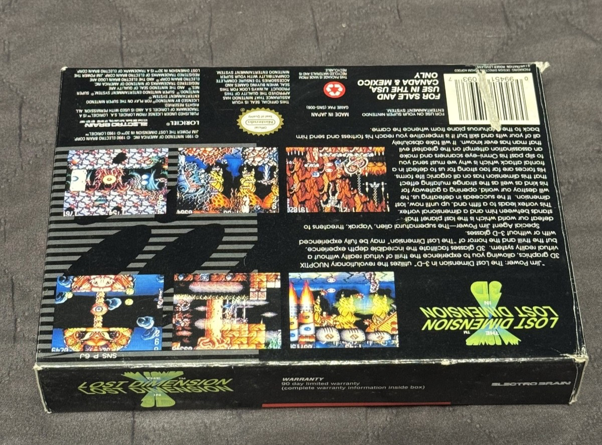 Jim Powers Lost Dimension * Snes Box Only * Super Nintendo Original box