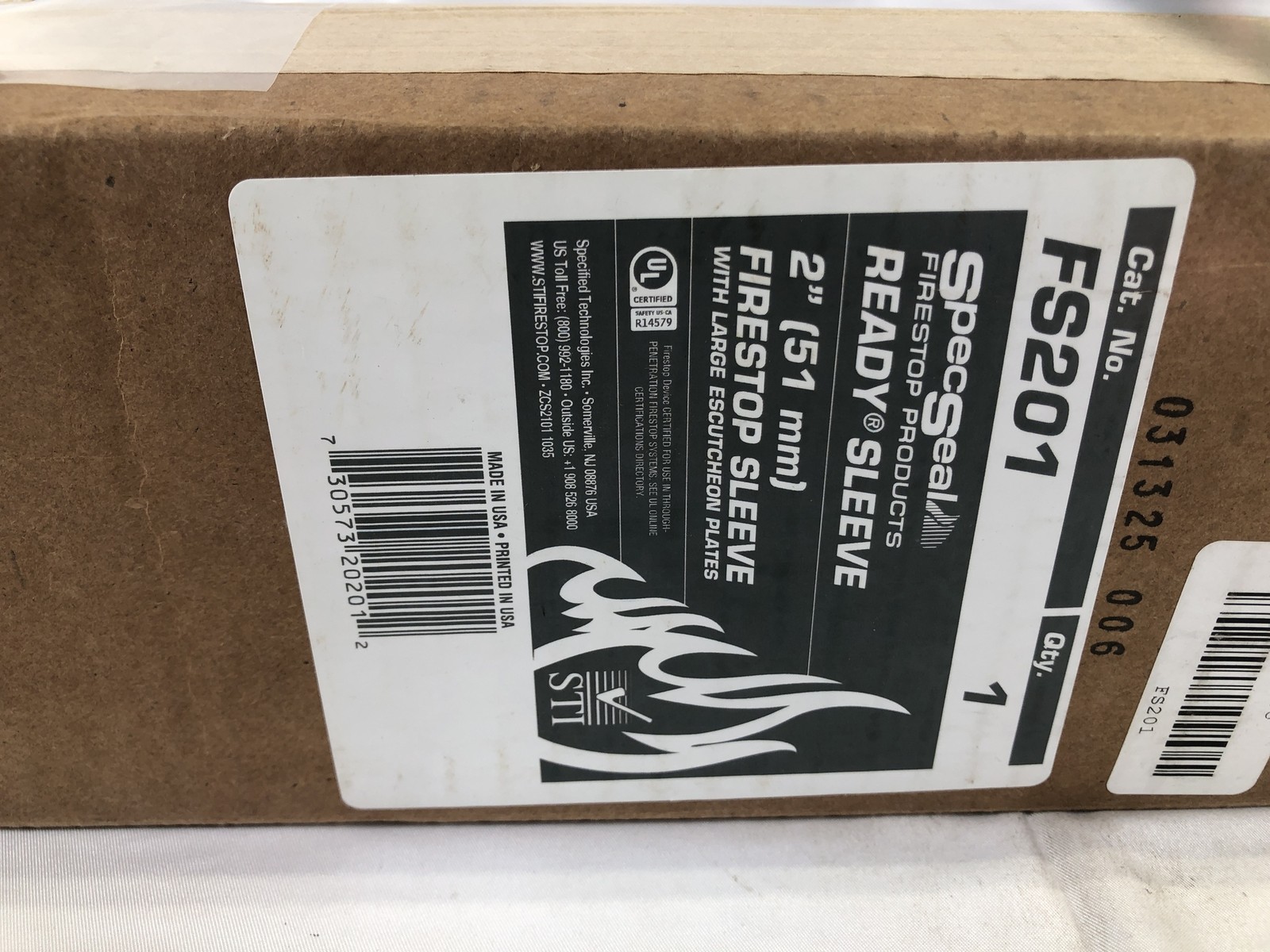 SpecSeal FS201 Ready Sleeve 2" Firestop Split Sleeve w/ Large Escutcheon Plates