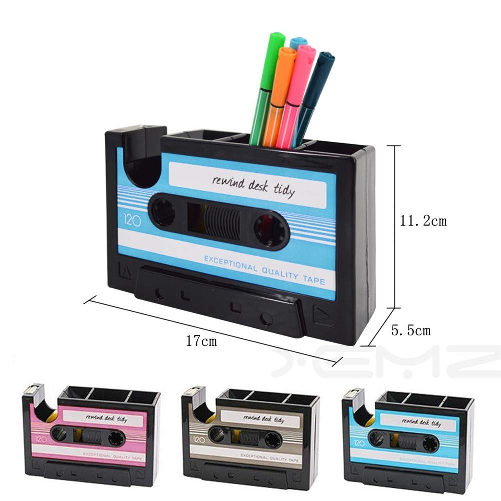 Creative Adhesive Tape Pen Holder Case, Retro Cassette Tape Dispenser Vase Br...