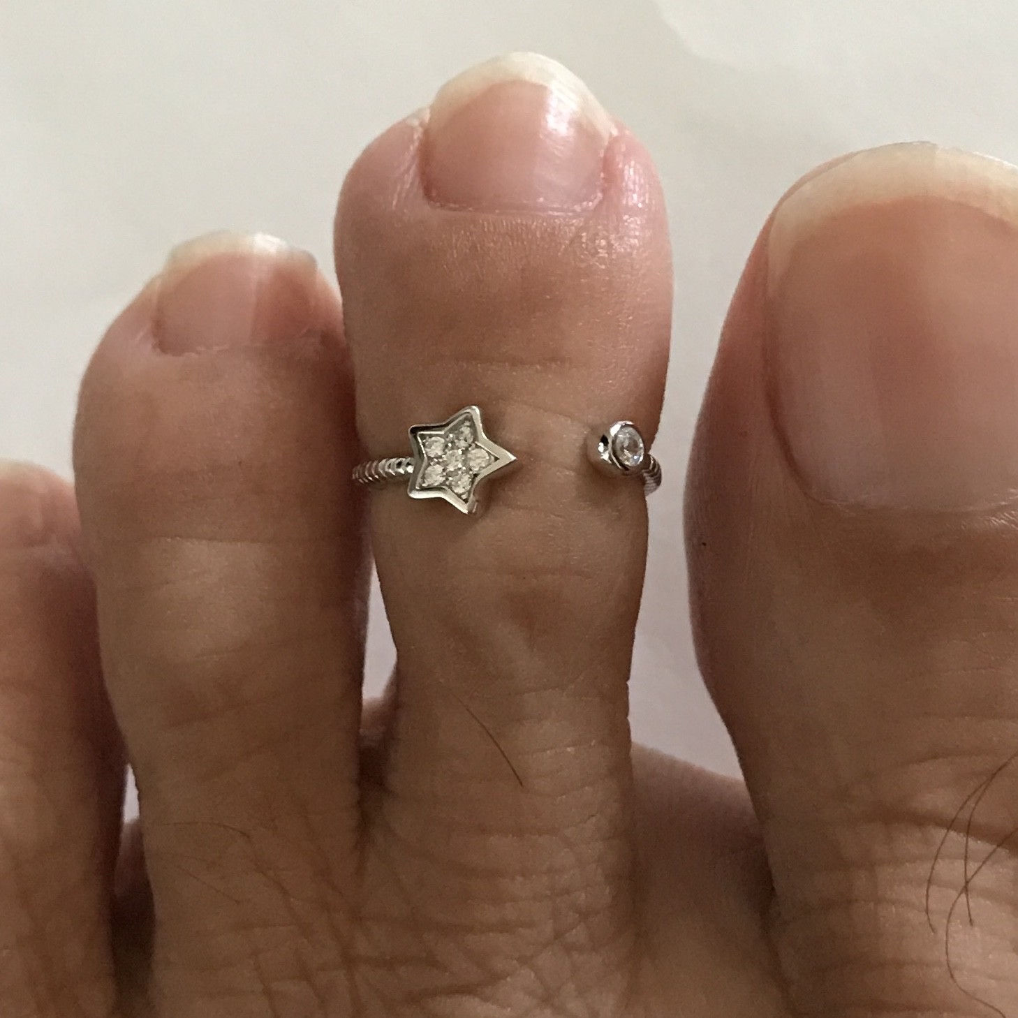 Sterling Silver Star CZ Toe Ring, Star Silver Rings, Celestial Ring