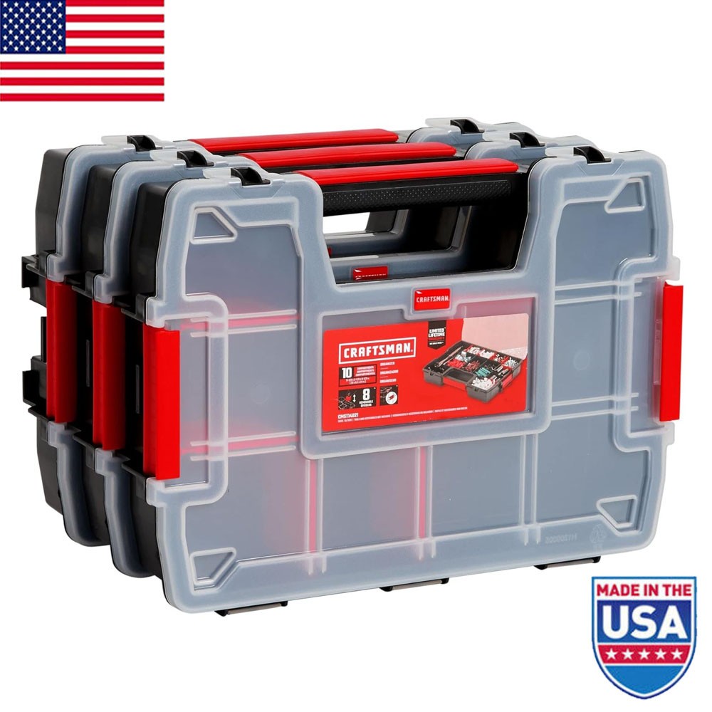 Storage Organizer Small Parts Organizer 3-Packs with 10-Compartments Lid