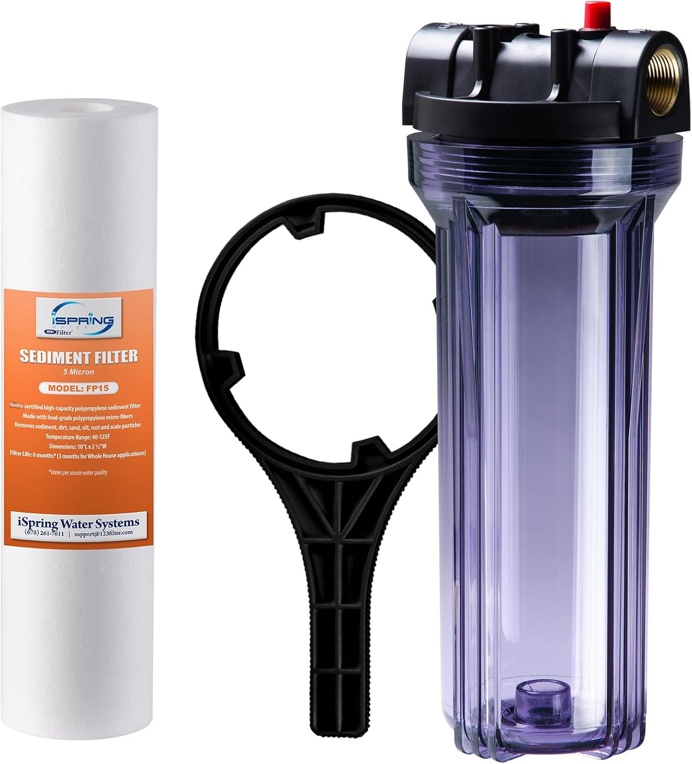 HC16 Whole House Transparent Water Filter Housing 10-Inch 3/4-Inch FNPT Inlet/Ou
