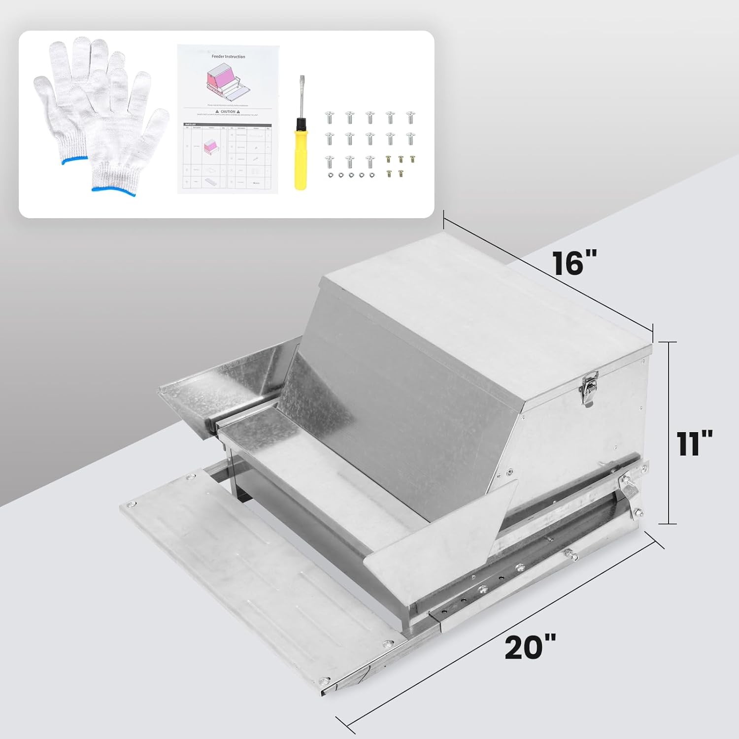 20 lb Automatic Chicken Treadle Feeder Galvanized Steel 6-12 Poultry Feeder