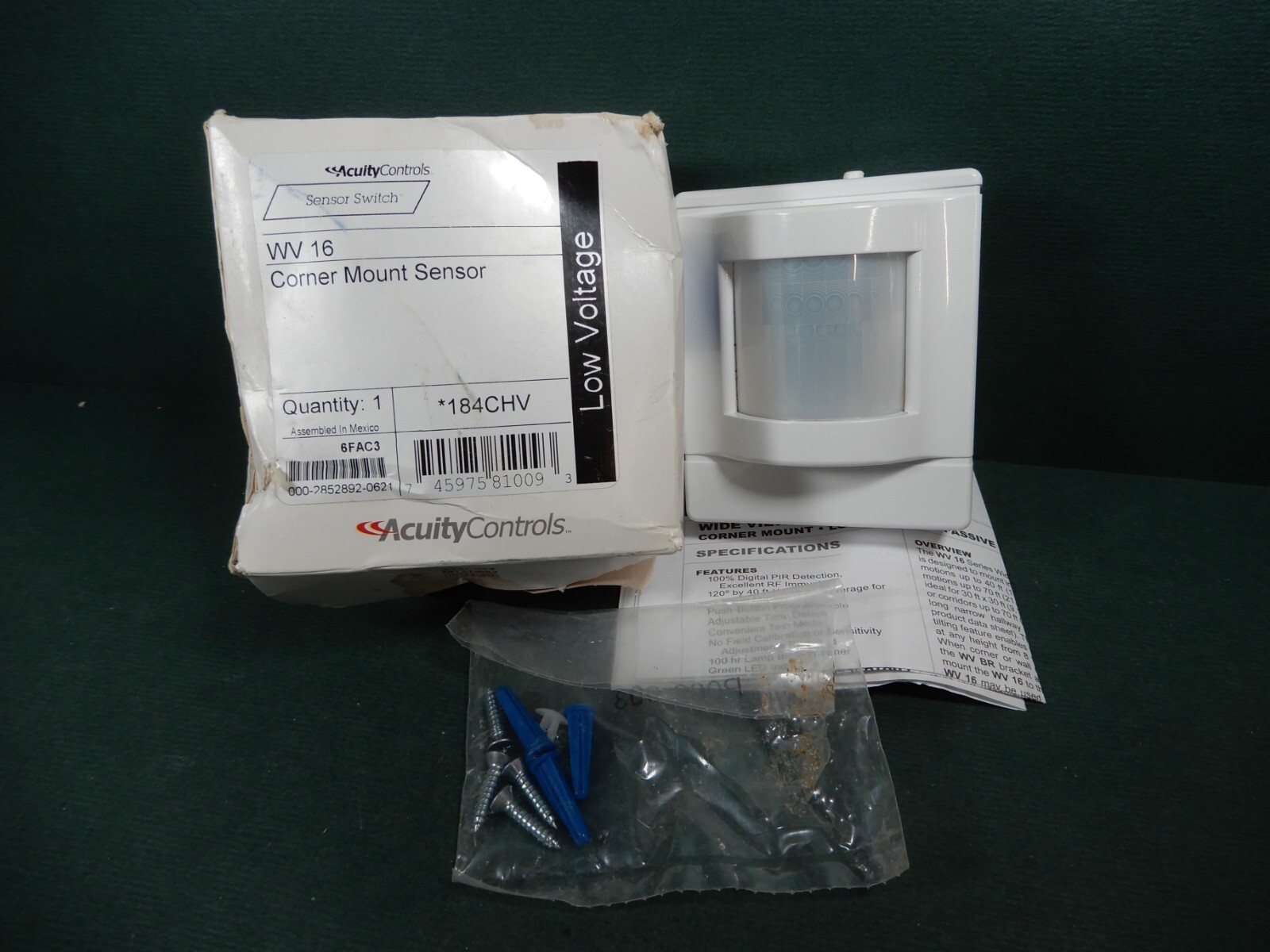 Acuity Controls WV 16 Corner Mount Sensor - NOS but Rough Box