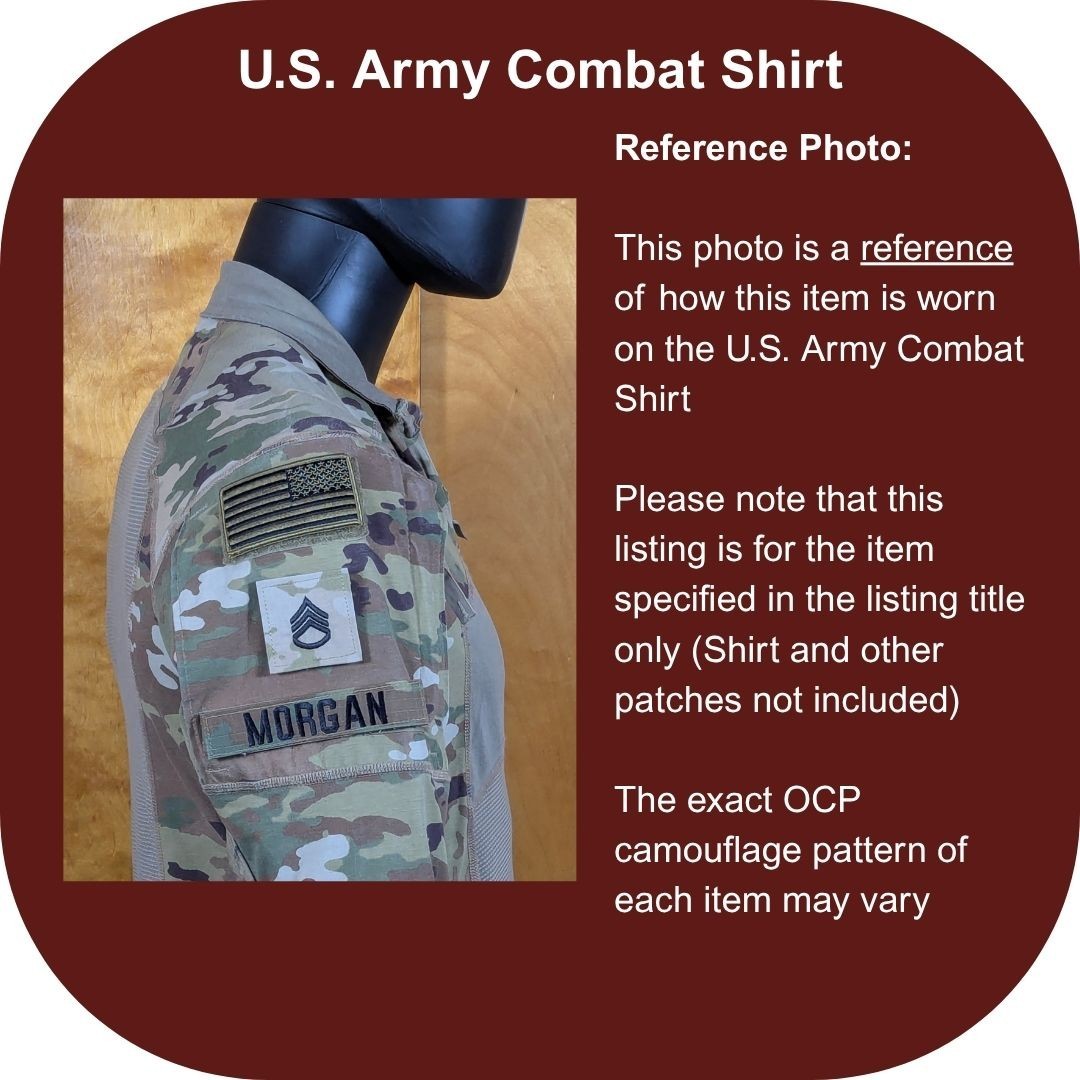 Staff Sergeant (SSG) OCP Rank Patch, Hook Fastener, Army Combat Uniform (ACU)