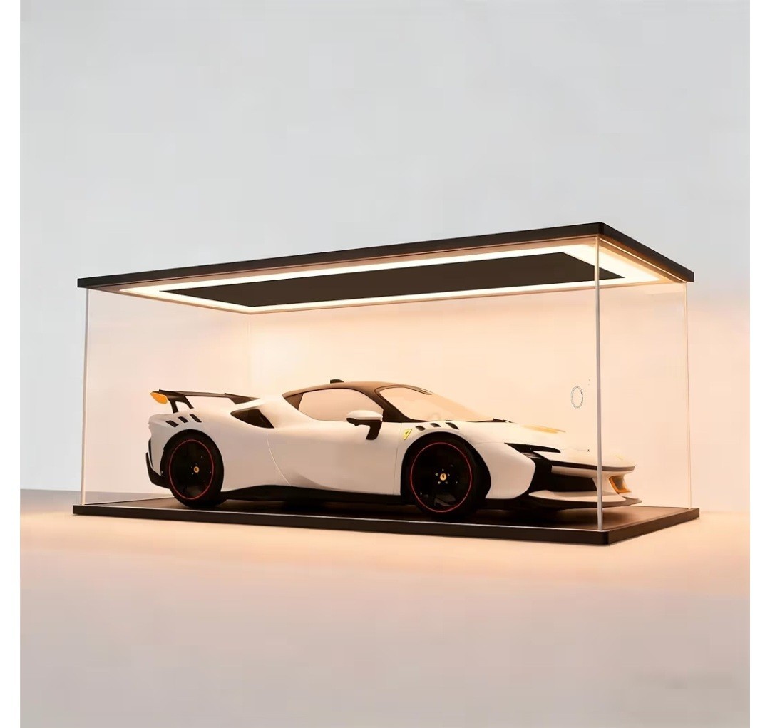Clear Acrylic Display Case with LED Lights,Dustproof Showcase Display Box