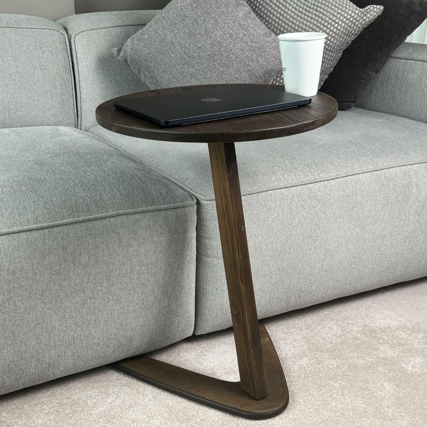 C-Shaped Handmade End Table, Side Table for Couches, Sofa Tables Slide under Cou