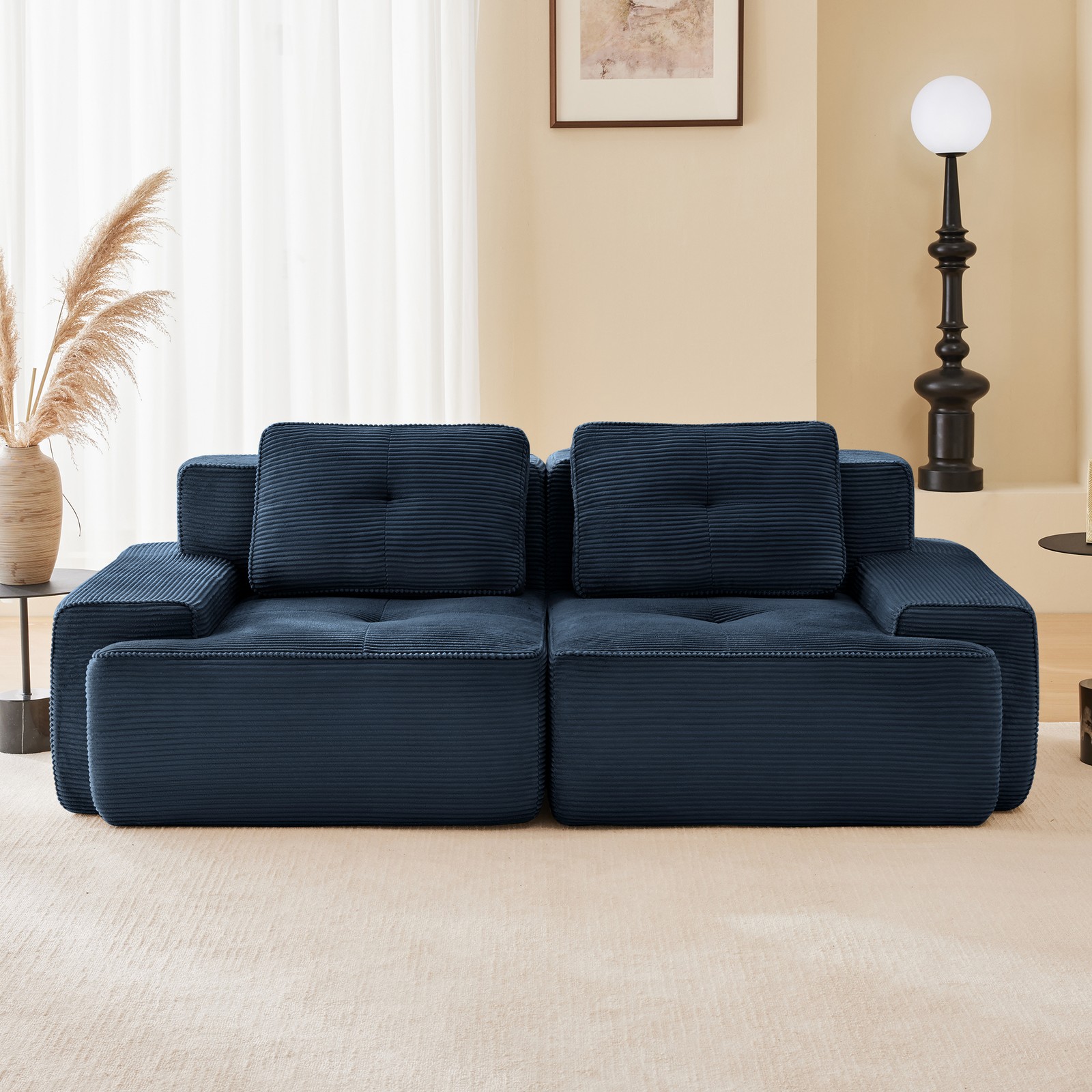 82" Modern L-Shaped Modular Sectional Sofa for Living Room, Corduroy Fabri