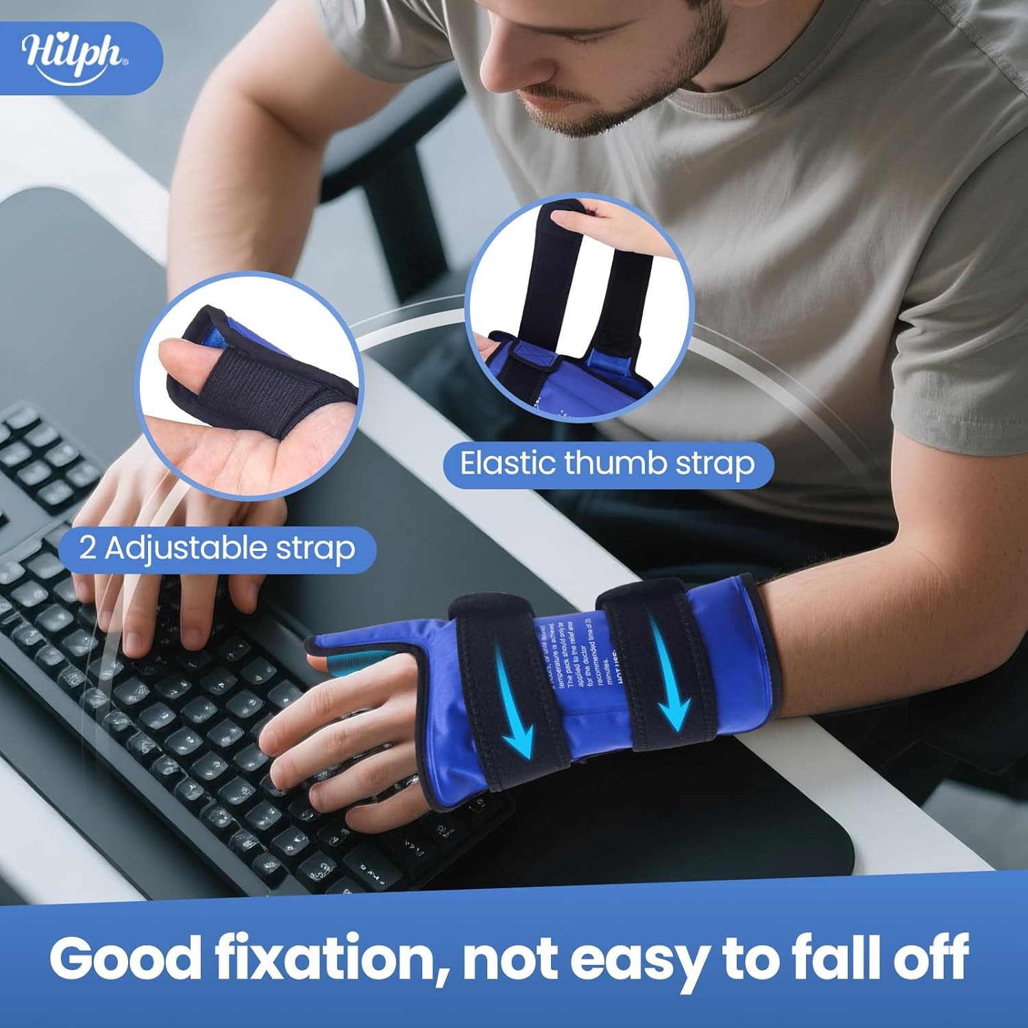 Hilph Wrist Ice Pack Wrap for Thumb & Hand & Arm with Large Extended Coverage, R