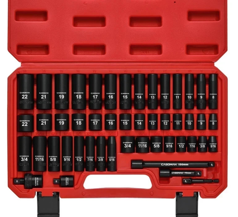 3/8 In. 49 Piece Milwaukee 6 Point Impact Socket Ratchet Drive and Metric Set...