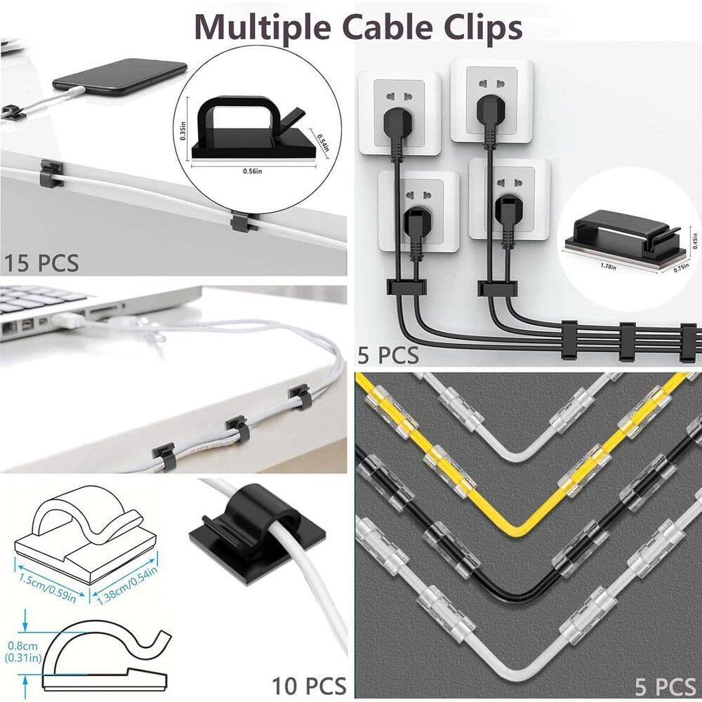 Cable Management Kit 327 PCS with Cable Sleeves, Clips, Holders, Organizer Strap