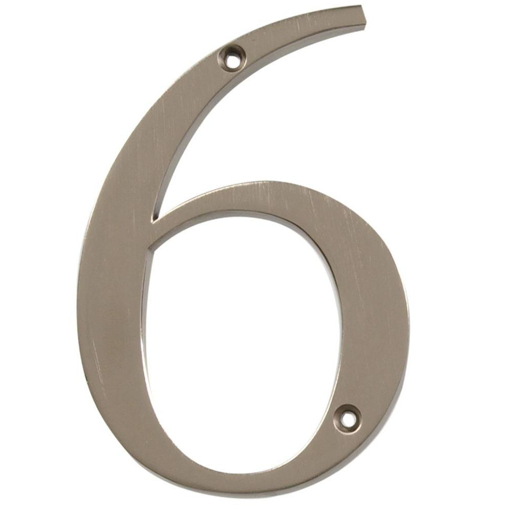 Hillman 843326 Distinctions Flush Mount House Number 6 Nickel (4")