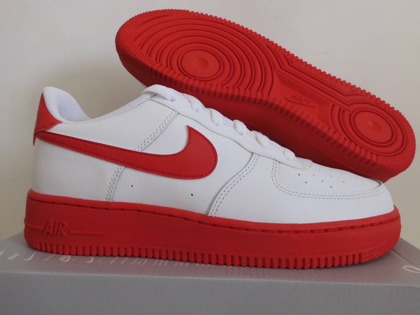 Nike Air Force 1 (GS) White-University Red-White Sz 7Y Rare! [CV7663-102]
