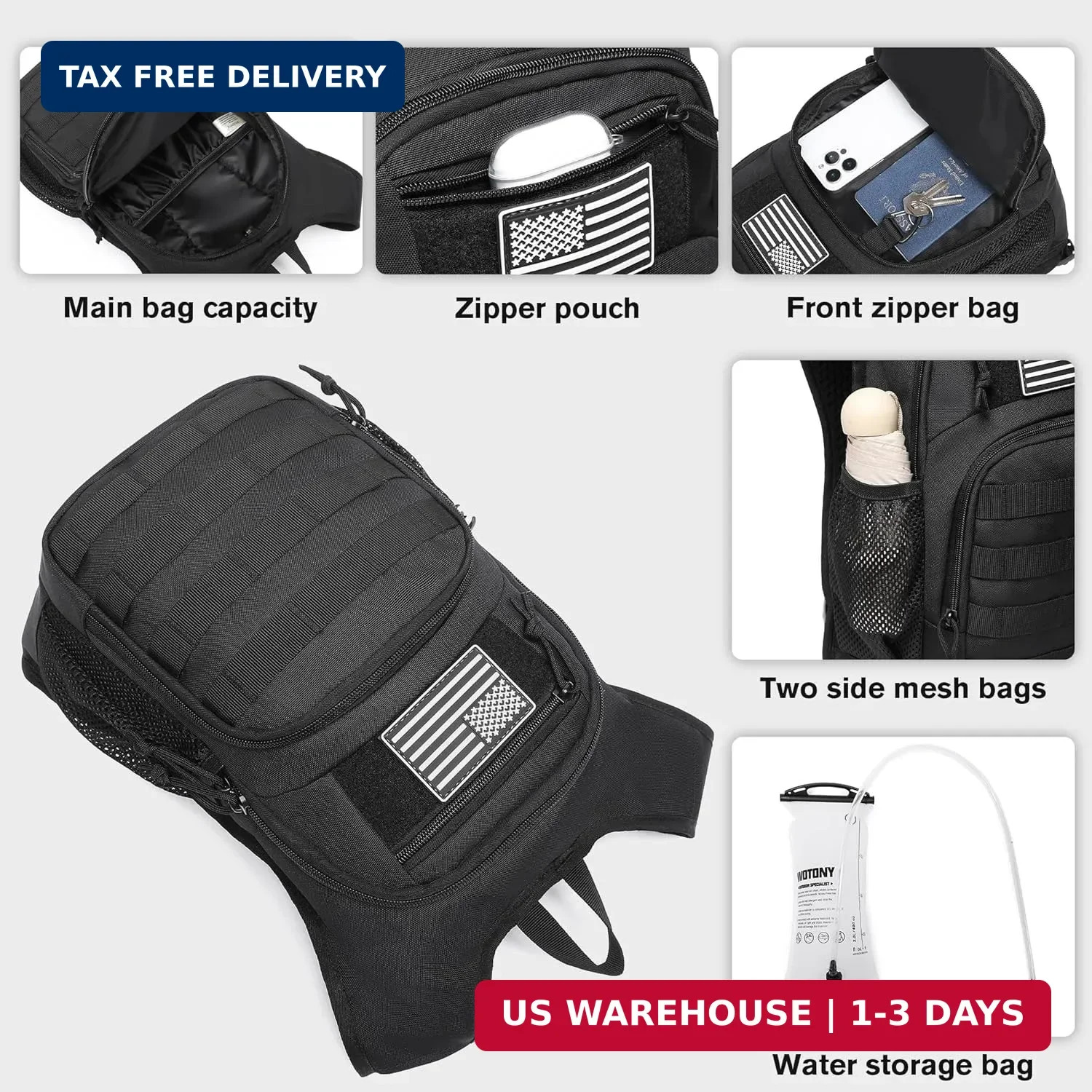 Hydration Backpack with Water Bladder for Hiking Tactical Hydration Pack for ...