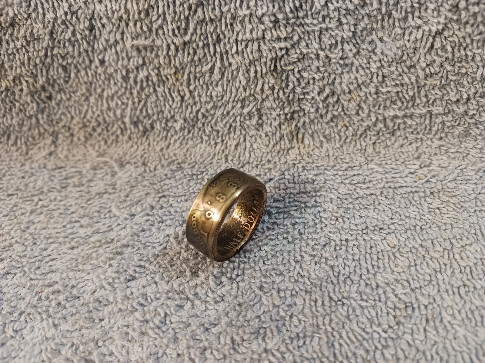 1983 Kennedy Half Dollars  size 9 -1/2 coin ring  handmade mixed metals