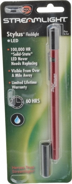 Streamlight White LED Bulb, Mini Flashlight Red Aluminum Body, 3 AAAA Alkalin...