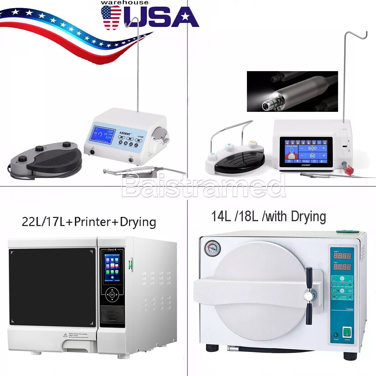 Dental Implant Motor Surgical System LED Touch Screen/Autoclave Steam Sterilizer