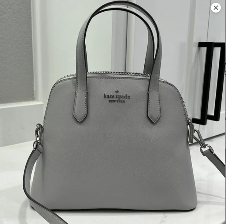 KATE SPADE MED DOME SATCHEL  K8701 SAFFIANO PVC PLATINUM GREY TOV SCHUYLER BAG.