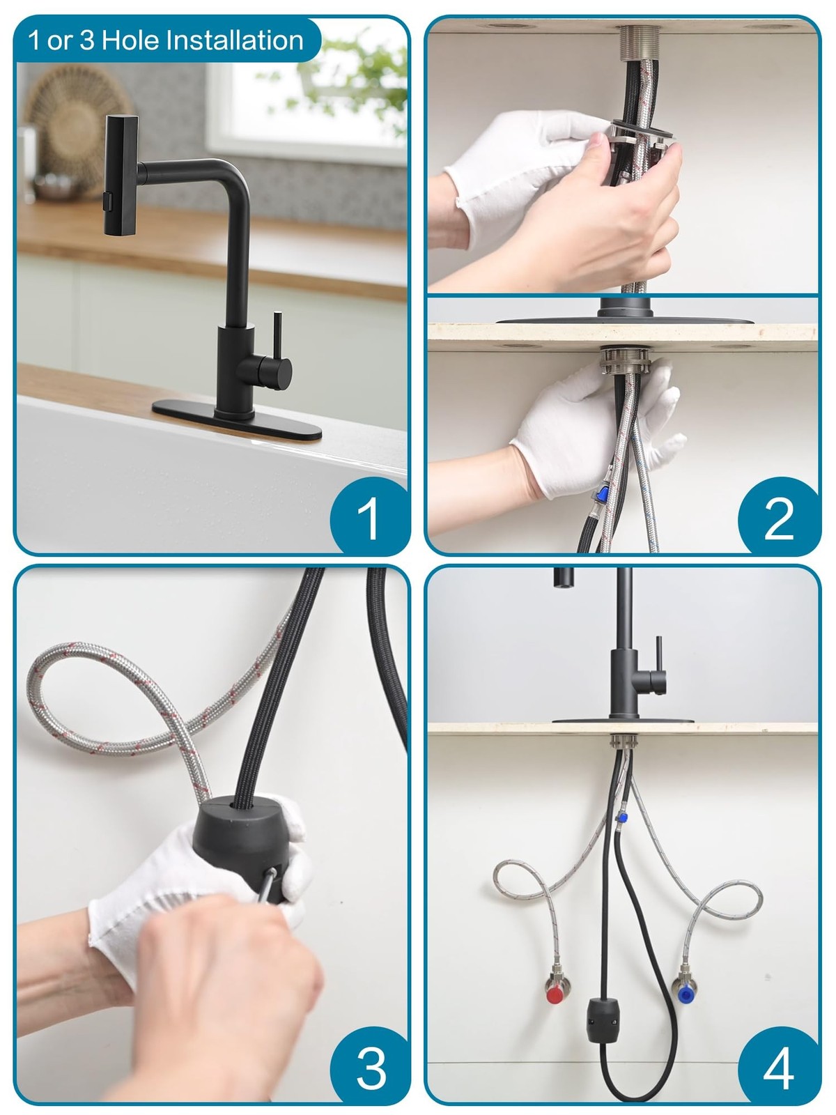 JOOM JU011B01 Kitchen Faucet with Pull Down Sprayer Matte Black