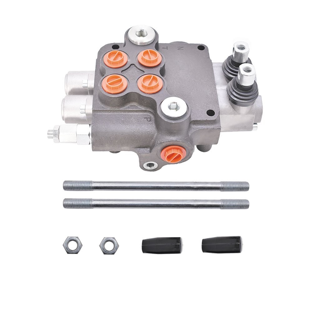 2 Spool Hydraulic Control Valve Double Acting 21 GPM 3600 PSI SAE Ports