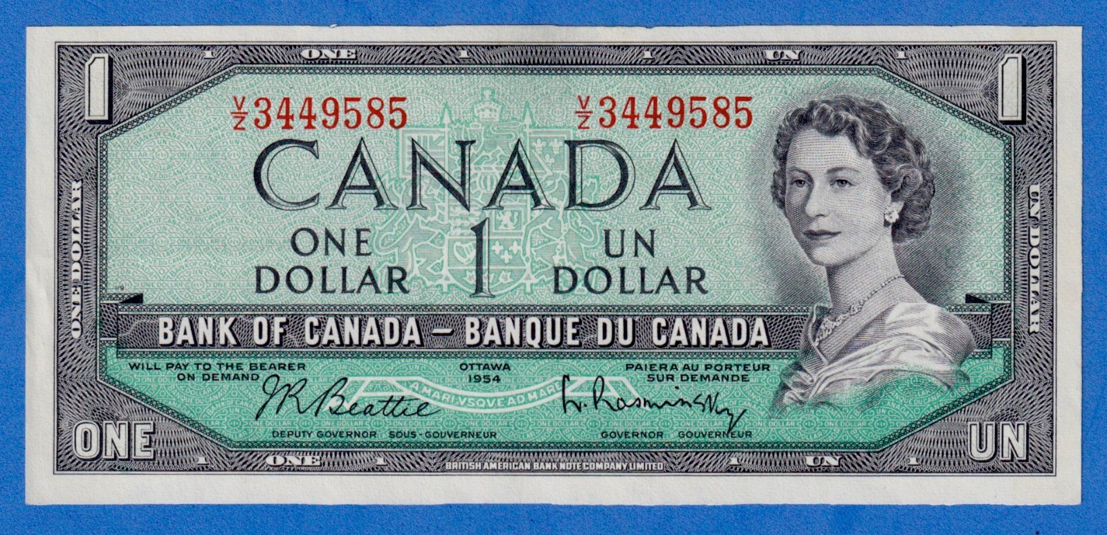 Canada $1 (1954) BC-37b-i / P-75b - QE II - EF+ Note V/Z 3449585