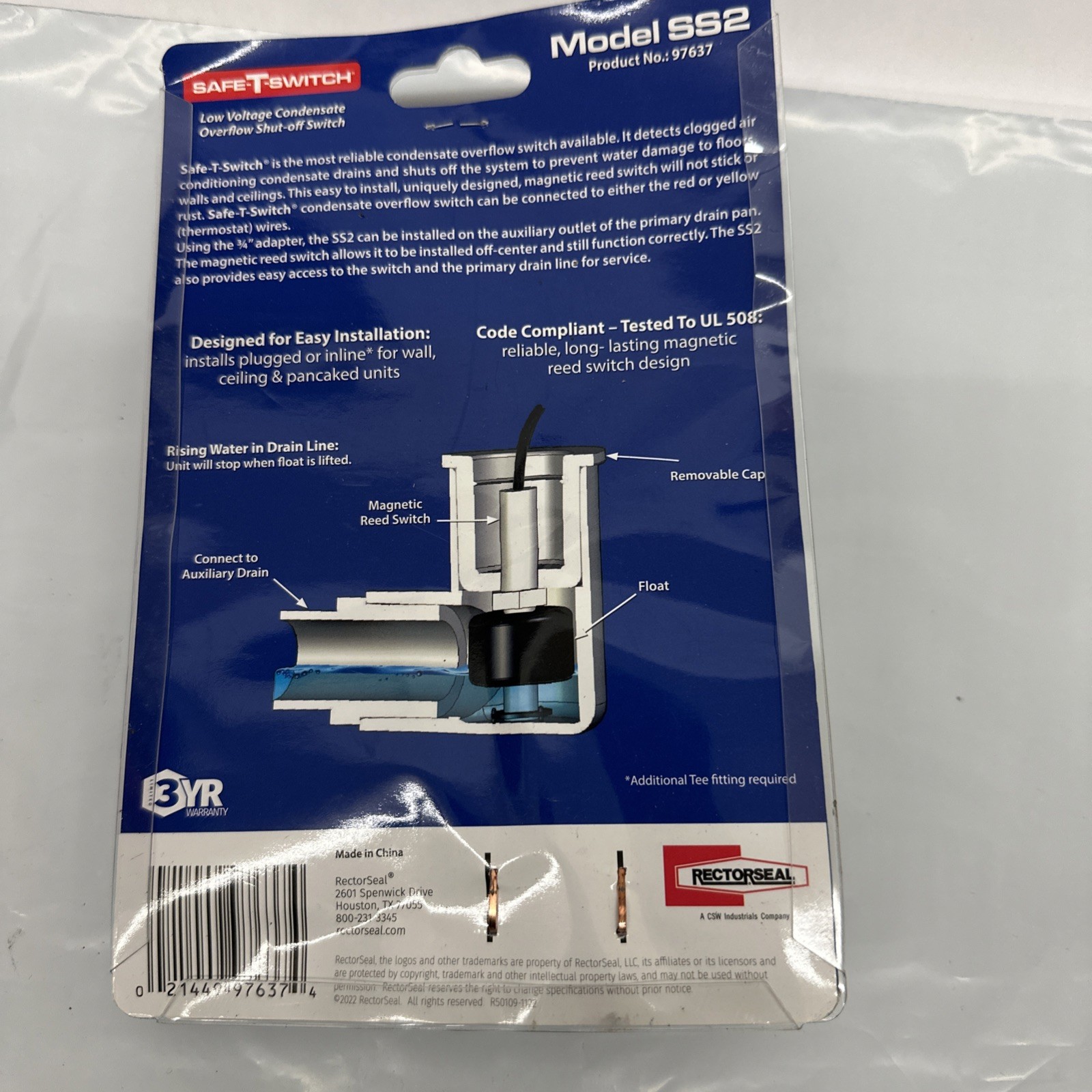 SAFE-T-SWITCH MODEL SS2 Condensate Overflow Shut Off Switch