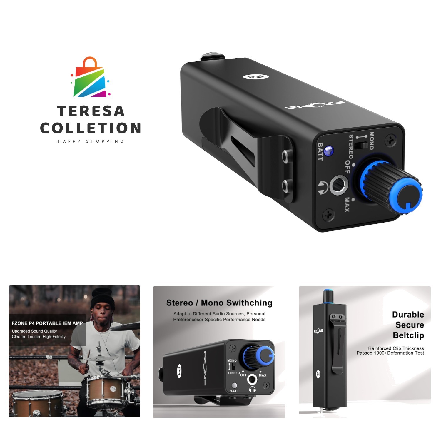 Lightweight In-Ear Monitor Amplifier for Musicians - Dual Mode & Secure Battery