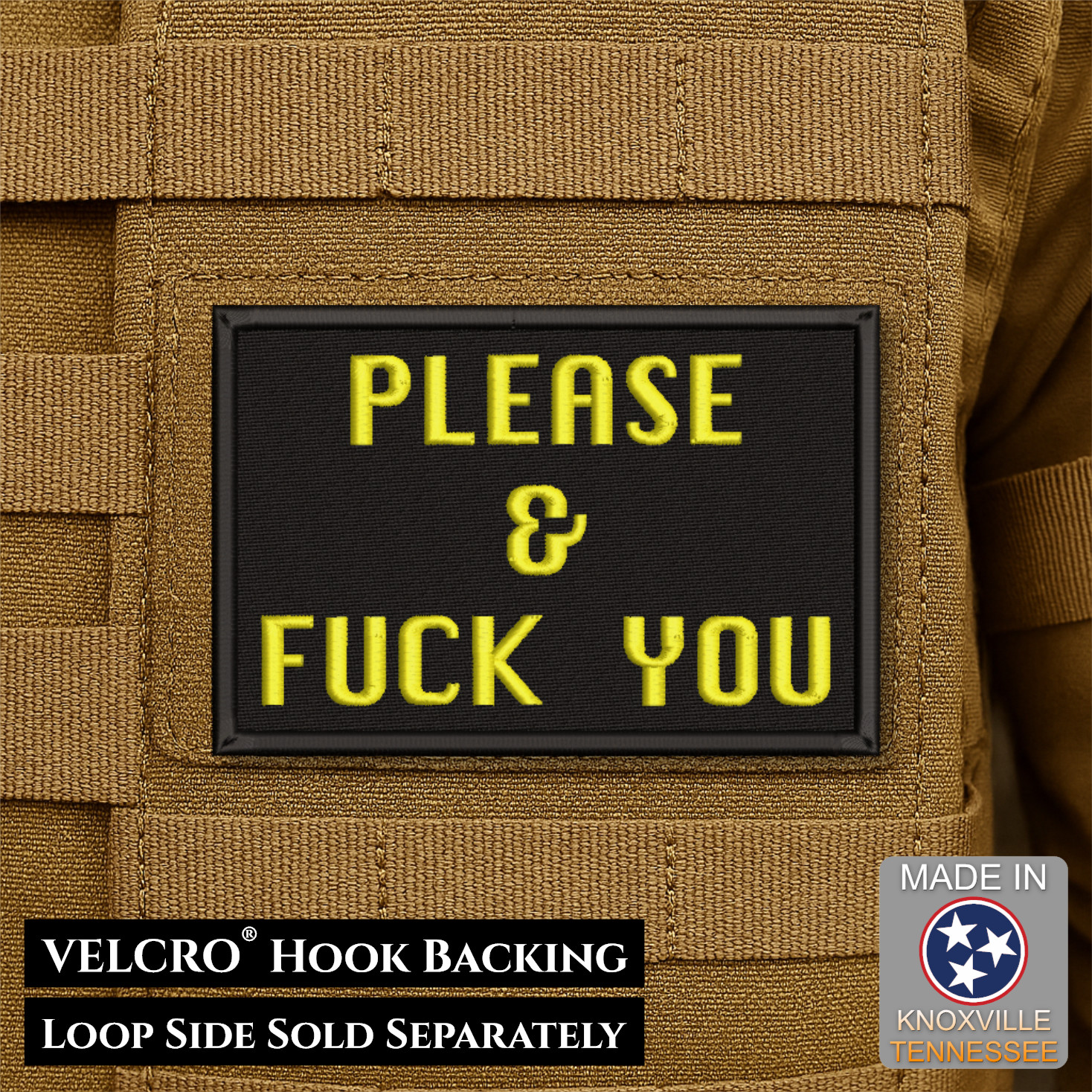 Please & Thank You Sarcastic Funny Morale Patch, 2x3" | VELCRO® Brand Fastener