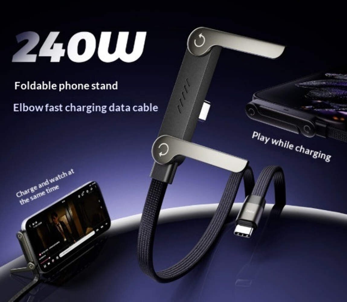 Fast Charging Foldable Bracket Data Cable 2-in-1 Data Wire Foldable Phone Tablet