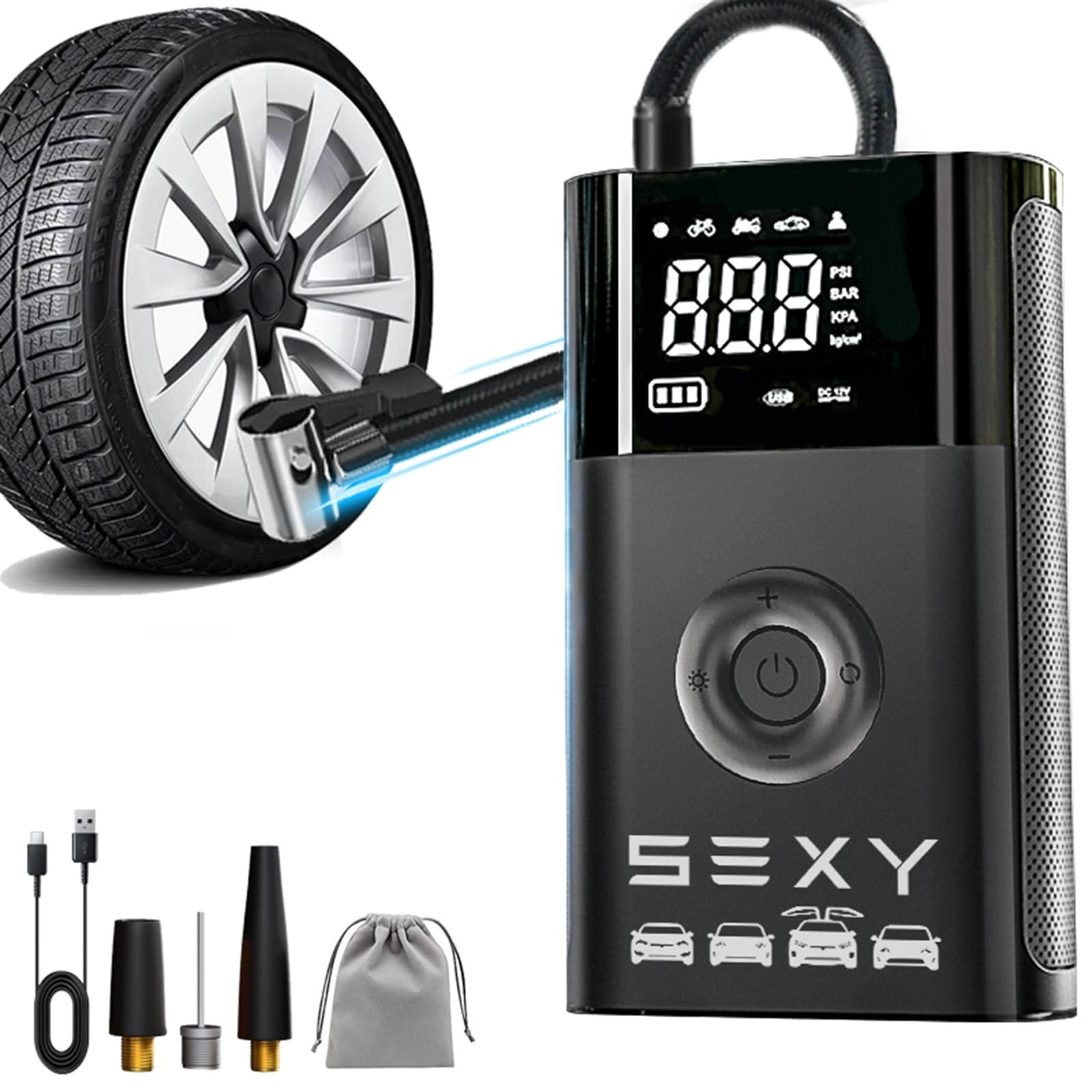 Tire Inflator Air Compressor for Tesla Model 3 Y X S, Cordless Portable Air P...