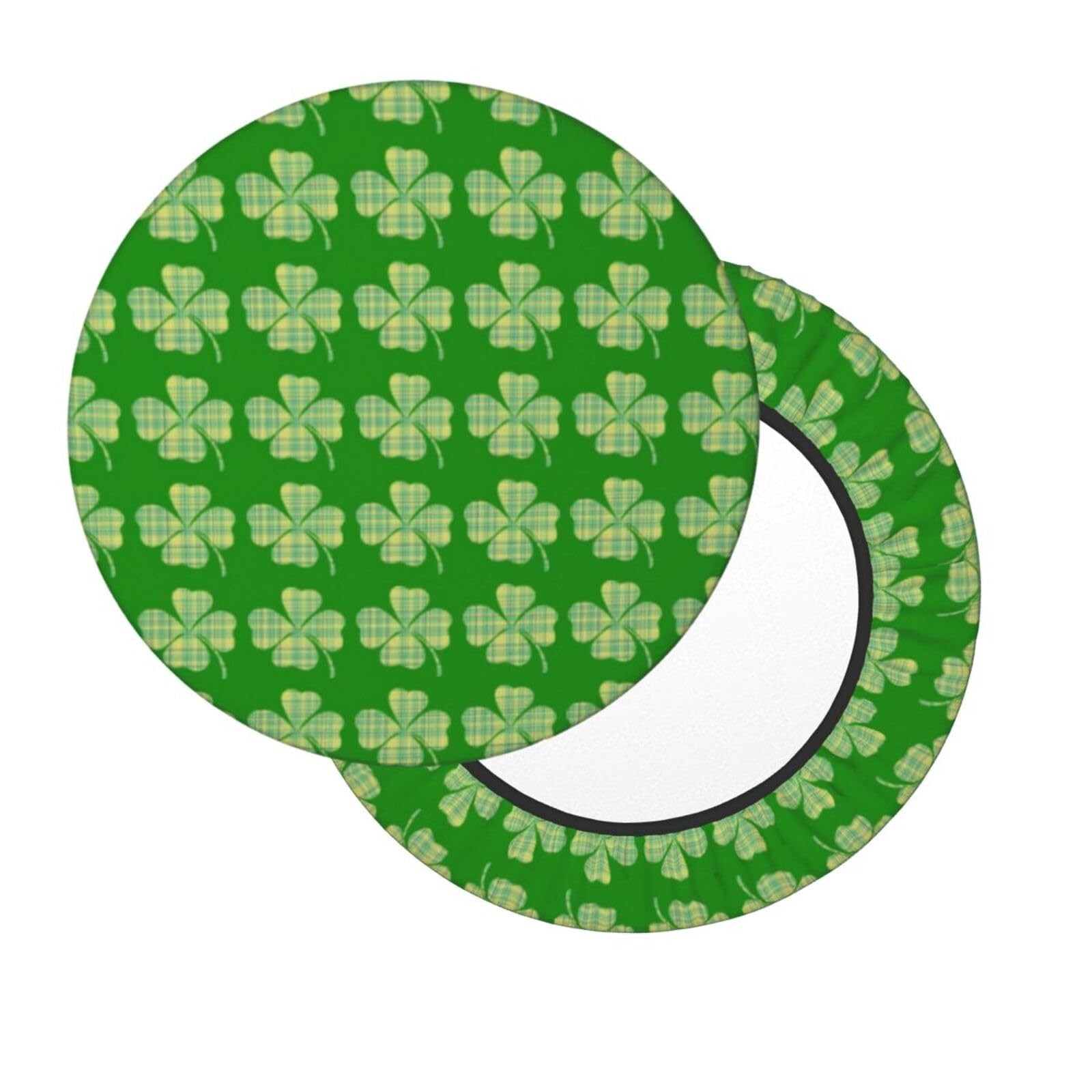 Stool Covers Plaid Shamrocks Clover Round Bar Stool Slipcover with Elastic So...