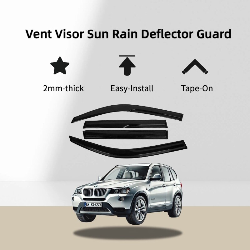 Side Window Vent Visor Sun Rain Deflector Guard 4-Pieces for BMW X3 E83 04-10