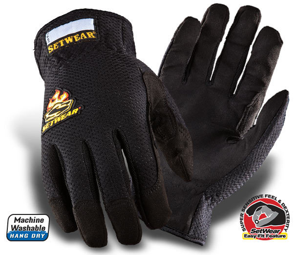 Setwear EZ-Fit Gloves Medium - Synthetic Leather Palm With Gel/Foam Pad - Black
